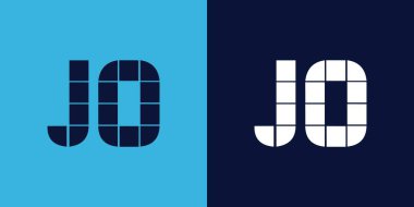 Fayans şekilli JO logo tasarımı. Ticari veya marka için uygun minimalist ve modern vektör illüstrasyon tasarımı