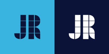 Fayans şekilli JR logo tasarımı. Ticari veya marka için uygun minimalist ve modern vektör illüstrasyon tasarımı