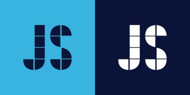 Fayans şekilli JS logo tasarımı. Ticari veya marka için uygun minimalist ve modern vektör illüstrasyon tasarımı