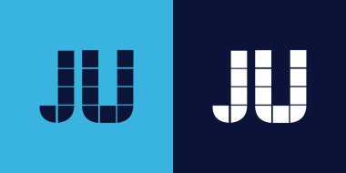 Fayans şekilli JU logo tasarımı. Ticari veya marka için uygun minimalist ve modern vektör illüstrasyon tasarımı
