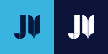 Fayans şekilli JV logo tasarımı. Ticari veya marka için uygun minimalist ve modern vektör illüstrasyon tasarımı