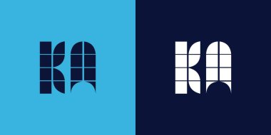 Fayans şekilli KA logo tasarımı. Ticari veya marka için uygun minimalist ve modern vektör illüstrasyon tasarımı