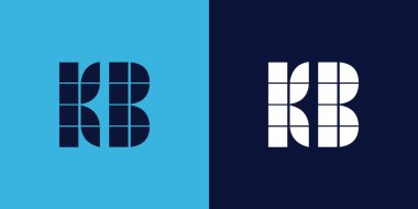 Fayans şekilli KB logo tasarımı. Ticari veya marka için uygun minimalist ve modern vektör illüstrasyon tasarımı