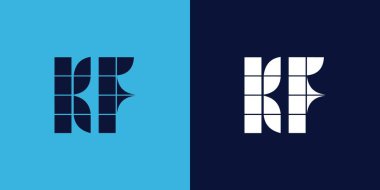 Fayans şekilli KF logo tasarımı. Ticari veya marka için uygun minimalist ve modern vektör illüstrasyon tasarımı