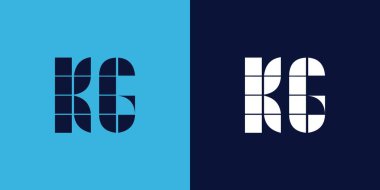 Fayans şekilli KG logo tasarımı. Ticari veya marka için uygun minimalist ve modern vektör illüstrasyon tasarımı