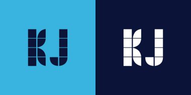 Fayans şekilli KJ logo tasarımı. Ticari veya marka için uygun minimalist ve modern vektör illüstrasyon tasarımı