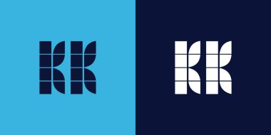 KK logo tasarımı, fayans şeklinde. Ticari veya marka için uygun minimalist ve modern vektör illüstrasyon tasarımı