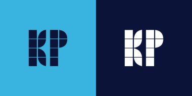 Fayans şekilli KP logo tasarımı. Ticari veya marka için uygun minimalist ve modern vektör illüstrasyon tasarımı