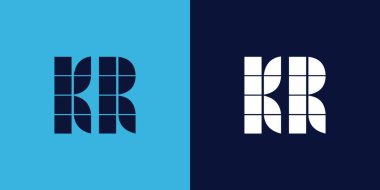 Fayans şekilli KR logo tasarımı. Ticari veya marka için uygun minimalist ve modern vektör illüstrasyon tasarımı
