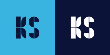 K.S. logo tasarımı, fayans şeklinde. Ticari veya marka için uygun minimalist ve modern vektör illüstrasyon tasarımı