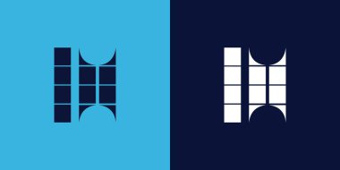 Fayans şekilli LH logo tasarımı. Ticari veya marka için uygun minimalist ve modern vektör illüstrasyon tasarımı