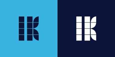 Fayans şekilli LK logo tasarımı. Ticari veya marka için uygun minimalist ve modern vektör illüstrasyon tasarımı