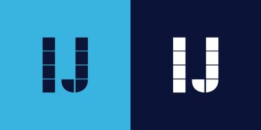 Fayans şekilli LJ logo tasarımı. Ticari veya marka için uygun minimalist ve modern vektör illüstrasyon tasarımı