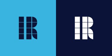 Fayans şekilli LR logo tasarımı. Ticari veya marka için uygun minimalist ve modern vektör illüstrasyon tasarımı