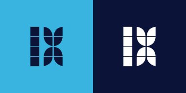 Fayans şekilli LX logo tasarımı. Ticari veya marka için uygun minimalist ve modern vektör illüstrasyon tasarımı