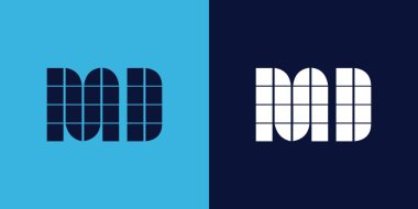 Fayans şekilli MD logo tasarımı. Ticari veya marka için uygun minimalist ve modern vektör illüstrasyon tasarımı