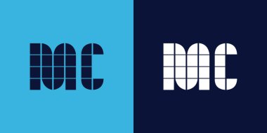 Fayans şekilli MC logo tasarımı. Ticari veya marka için uygun minimalist ve modern vektör illüstrasyon tasarımı