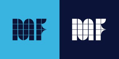 Fayans şekilli MF logo tasarımı. Ticari veya marka için uygun minimalist ve modern vektör illüstrasyon tasarımı