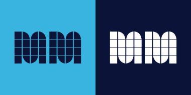 Fayans şekilli MM logo tasarımı. Ticari veya marka için uygun minimalist ve modern vektör illüstrasyon tasarımı