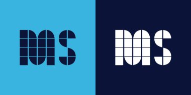 Fayans şekilli MS logosu tasarımı. Ticari veya marka için uygun minimalist ve modern vektör illüstrasyon tasarımı