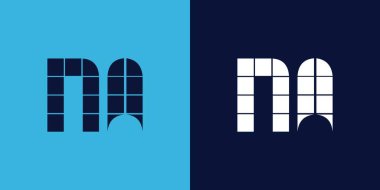 Fayans şekilli NA logosu tasarımı. Ticari veya marka için uygun minimalist ve modern vektör illüstrasyon tasarımı