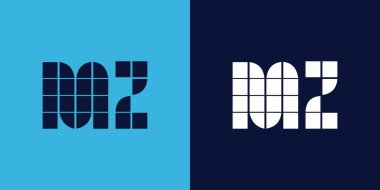 Fayans şekilli MZ logo tasarımı. Ticari veya marka için uygun minimalist ve modern vektör illüstrasyon tasarımı
