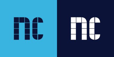 Fayans şekilli NC logo tasarımı. Ticari veya marka için uygun minimalist ve modern vektör illüstrasyon tasarımı