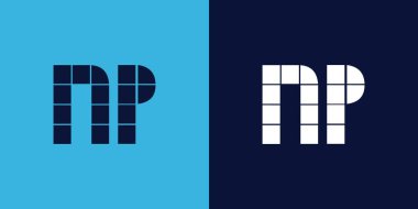 Fayans şekilli NP logo tasarımı. Ticari veya marka için uygun minimalist ve modern vektör illüstrasyon tasarımı