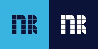 Fayans şekilli NR logo tasarımı. Ticari veya marka için uygun minimalist ve modern vektör illüstrasyon tasarımı