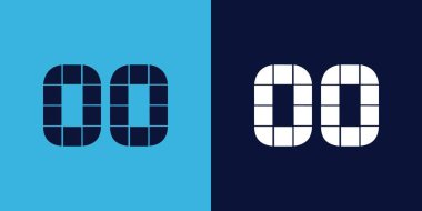 Fayans şekilli OO logo tasarımı. Ticari veya marka için uygun minimalist ve modern vektör illüstrasyon tasarımı