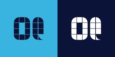 Fayans şekilli OQ logosu tasarımı. Ticari veya marka için uygun minimalist ve modern vektör illüstrasyon tasarımı
