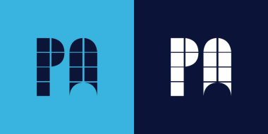 Fayans şekilli PA logo tasarımı. Ticari veya marka için uygun minimalist ve modern vektör illüstrasyon tasarımı