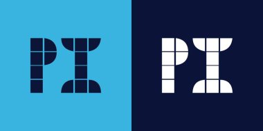 Fayans şekilli PI logo tasarımı. Ticari veya marka için uygun minimalist ve modern vektör illüstrasyon tasarımı