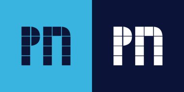 Fayans şekilli PN logo tasarımı. Ticari veya marka için uygun minimalist ve modern vektör illüstrasyon tasarımı