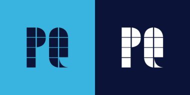 Fayans şekilli PQ logosu tasarımı. Ticari veya marka için uygun minimalist ve modern vektör illüstrasyon tasarımı
