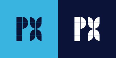 Fayans şekilli PX logo tasarımı. Ticari veya marka için uygun minimalist ve modern vektör illüstrasyon tasarımı