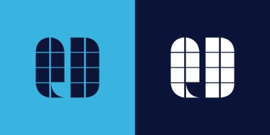 Fayans şekilli QD logo tasarımı. Ticari veya marka için uygun minimalist ve modern vektör illüstrasyon tasarımı