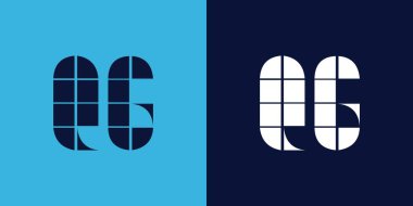 Fayans şekilli QG logo tasarımı. Ticari veya marka için uygun minimalist ve modern vektör illüstrasyon tasarımı
