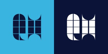 Fayans şekilli QH logo tasarımı. Ticari veya marka için uygun minimalist ve modern vektör illüstrasyon tasarımı