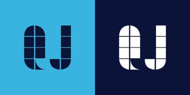 Fayans şekilli QJ logo tasarımı. Ticari veya marka için uygun minimalist ve modern vektör illüstrasyon tasarımı