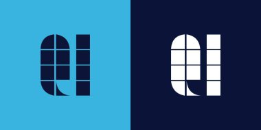 Fayans şekilli QL logo tasarımı. Ticari veya marka için uygun minimalist ve modern vektör illüstrasyon tasarımı