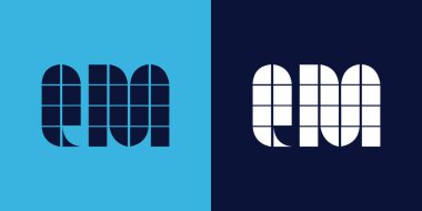 Fayans şekilli QM logo tasarımı. Ticari veya marka için uygun minimalist ve modern vektör illüstrasyon tasarımı