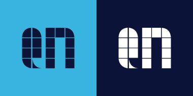 Fayans şekilli QN logo tasarımı. Ticari veya marka için uygun minimalist ve modern vektör illüstrasyon tasarımı