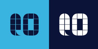 Fayans şekilli QO logo tasarımı. Ticari veya marka için uygun minimalist ve modern vektör illüstrasyon tasarımı
