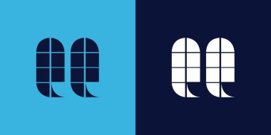 Fayans şekilli QQ logo tasarımı. Ticari veya marka için uygun minimalist ve modern vektör illüstrasyon tasarımı