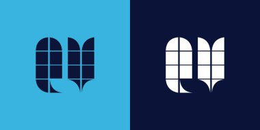 Fayans şekilli QV logo tasarımı. Ticari veya marka için uygun minimalist ve modern vektör illüstrasyon tasarımı