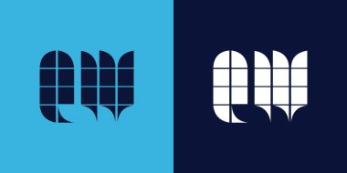 Fayans şekilli QW logo tasarımı. Ticari veya marka için uygun minimalist ve modern vektör illüstrasyon tasarımı