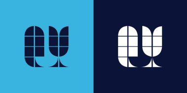 Fayans şekilli QY logo tasarımı. Ticari veya marka için uygun minimalist ve modern vektör illüstrasyon tasarımı