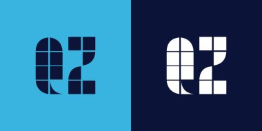 Fayans şekilli QZ logo tasarımı. Ticari veya marka için uygun minimalist ve modern vektör illüstrasyon tasarımı