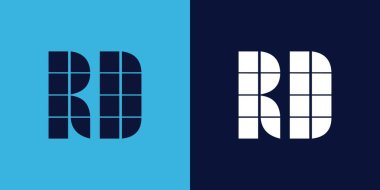 Fayans şekilli Ar-Ge logo tasarımı. Ticari veya marka için uygun minimalist ve modern vektör illüstrasyon tasarımı